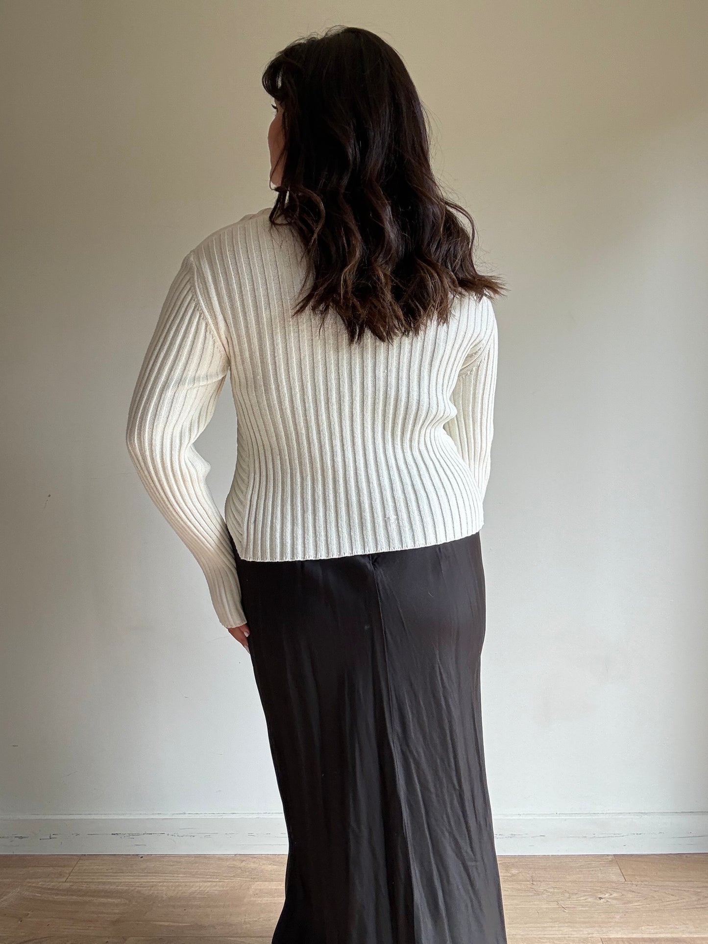 Sarah Pacini Ribbed Cropped Cardigan, S/M