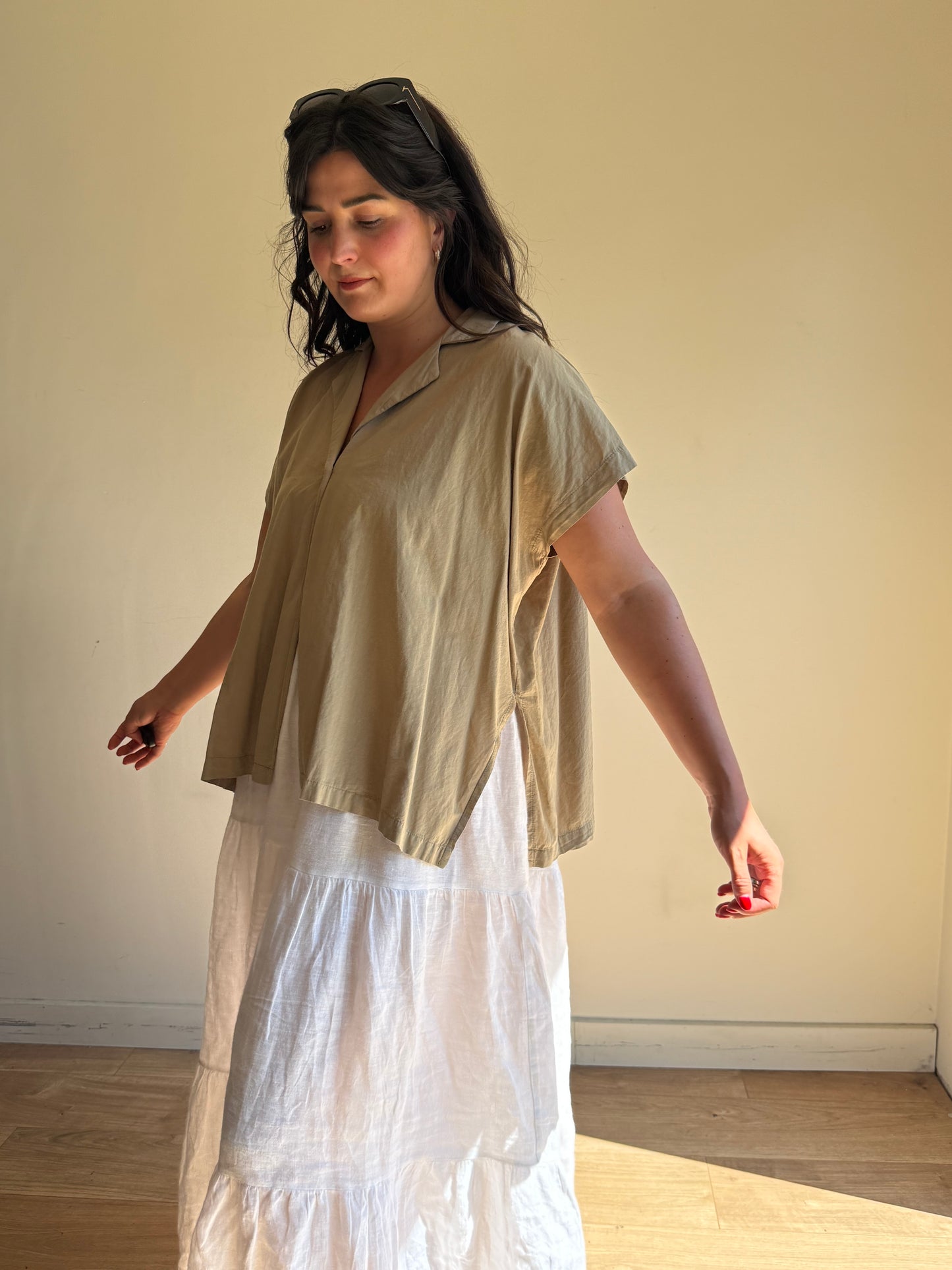 Black Crane Boxy Open Shirt, One Size