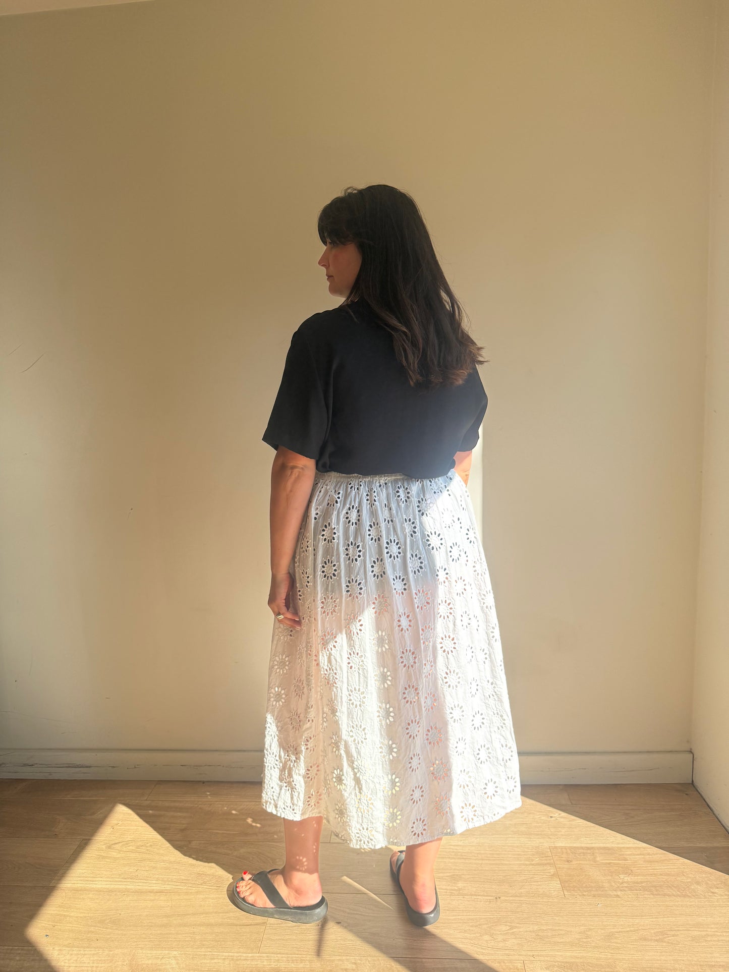 VRG GRL Cut-Out Embroidered Midi Skirt, 8-12