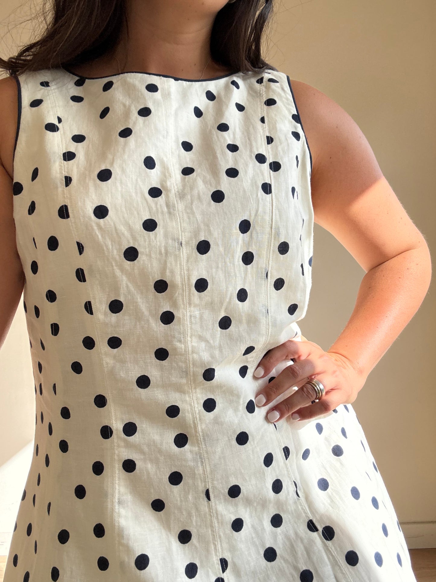 NEW Boden Linen & Cotton Polka Dot Dress, 16R