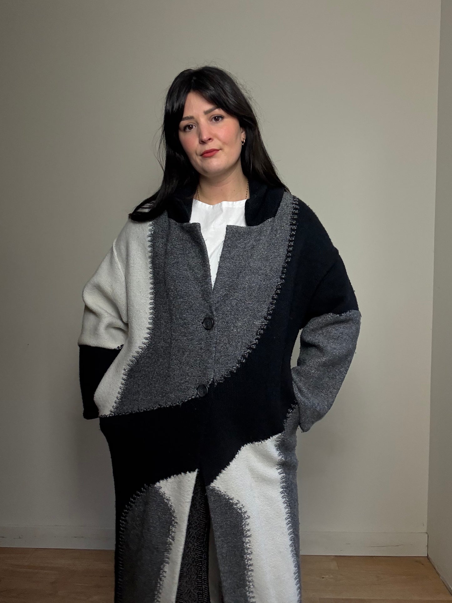 Zara Patchwork Long Cardigan, Fits a S-M