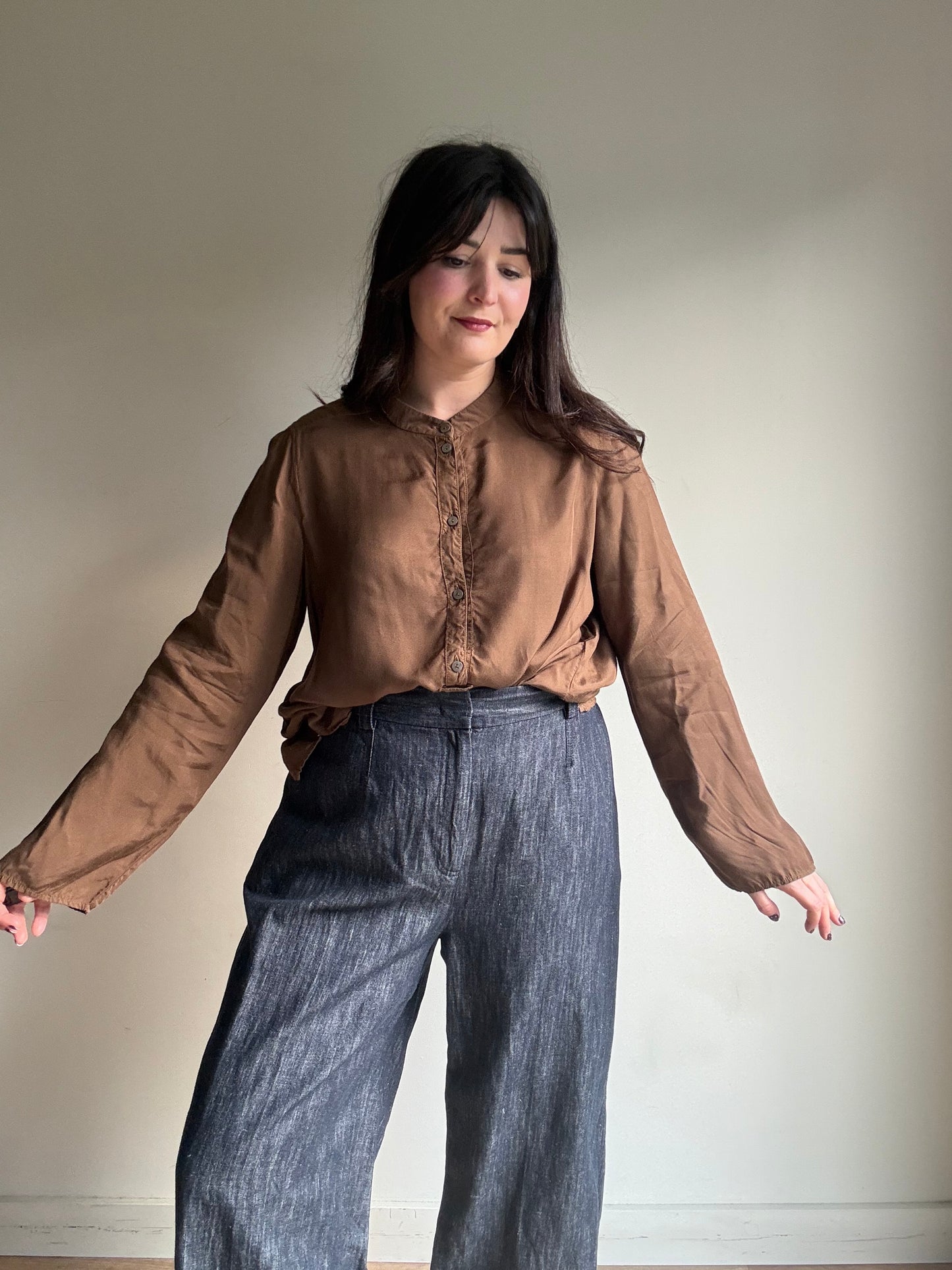 Brown OSKA Floaty Blouse, M/L