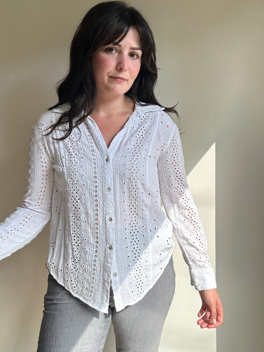 Zara Embroidered Cut Out Shirt, M