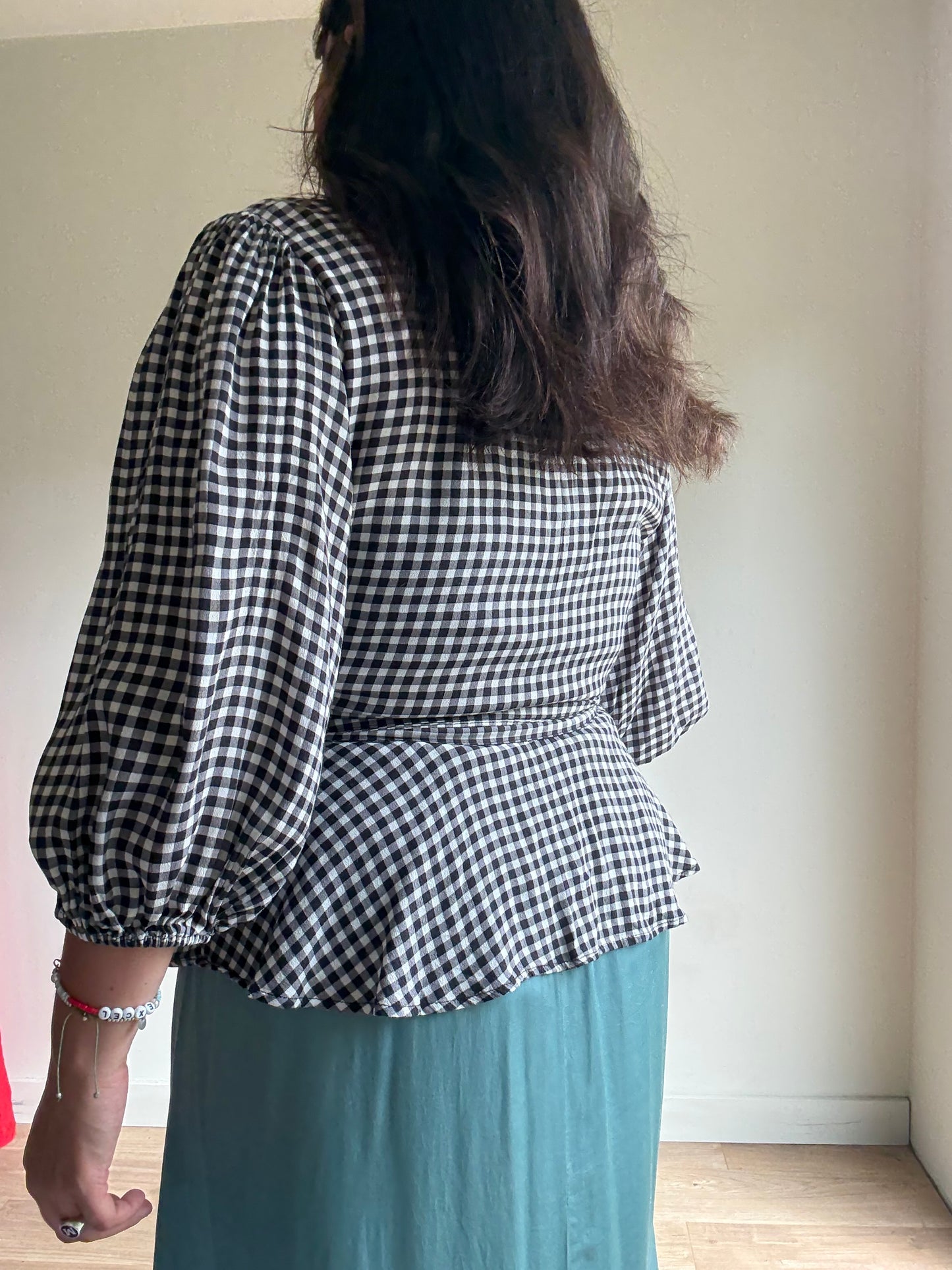 Ganni Gingham Wrap Blouse, 10-12