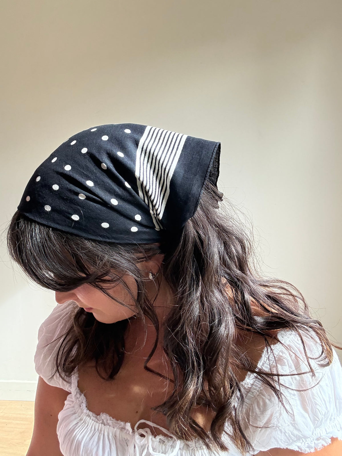 Vintage Cotton Square Bandana Scarf, One Size