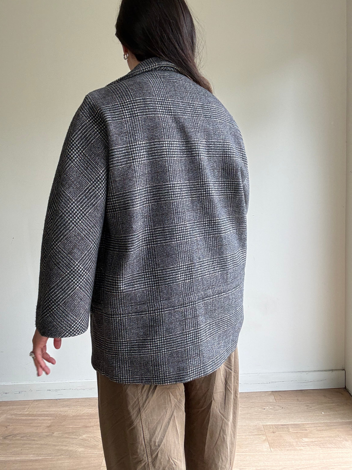 Sandro Wool Mix Check Jacket, 36 - Small