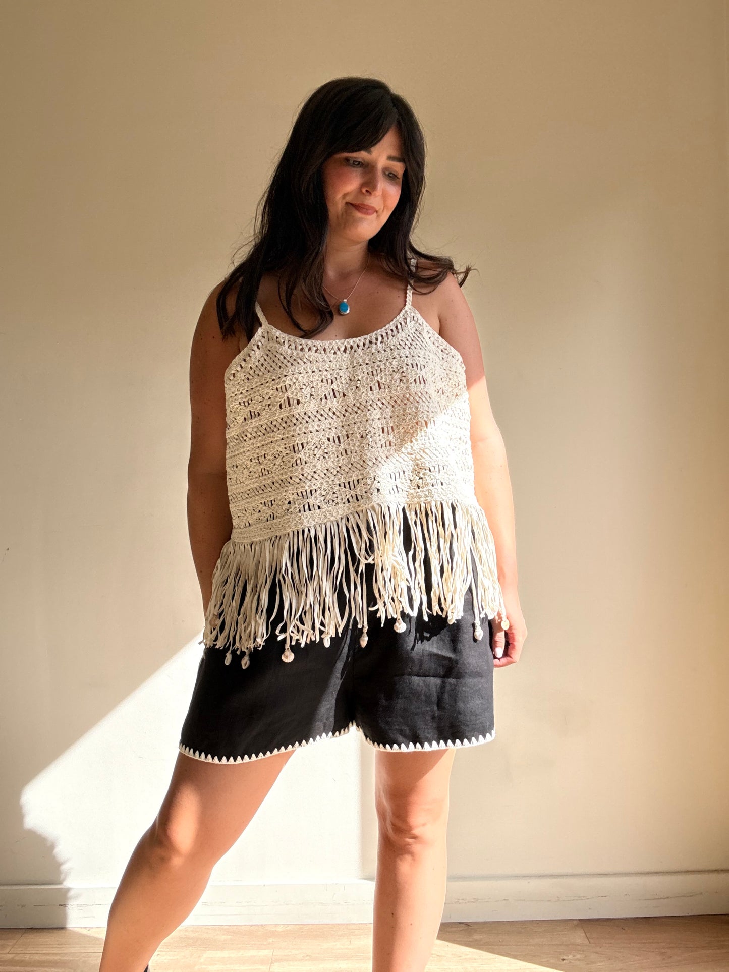 M&S Crochet and Fringe Top, 18