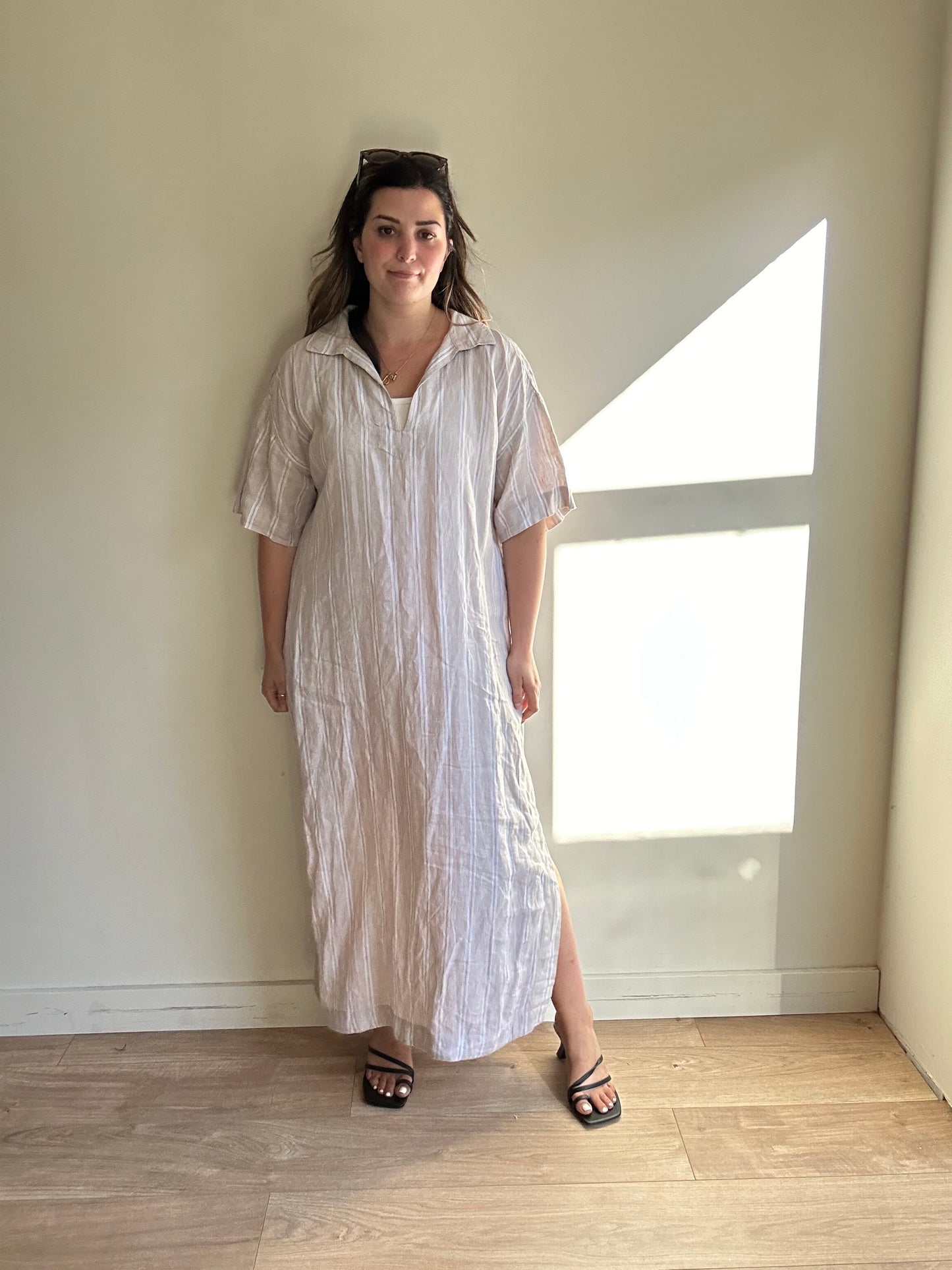 Arket Linen Stripe Dress - Size M