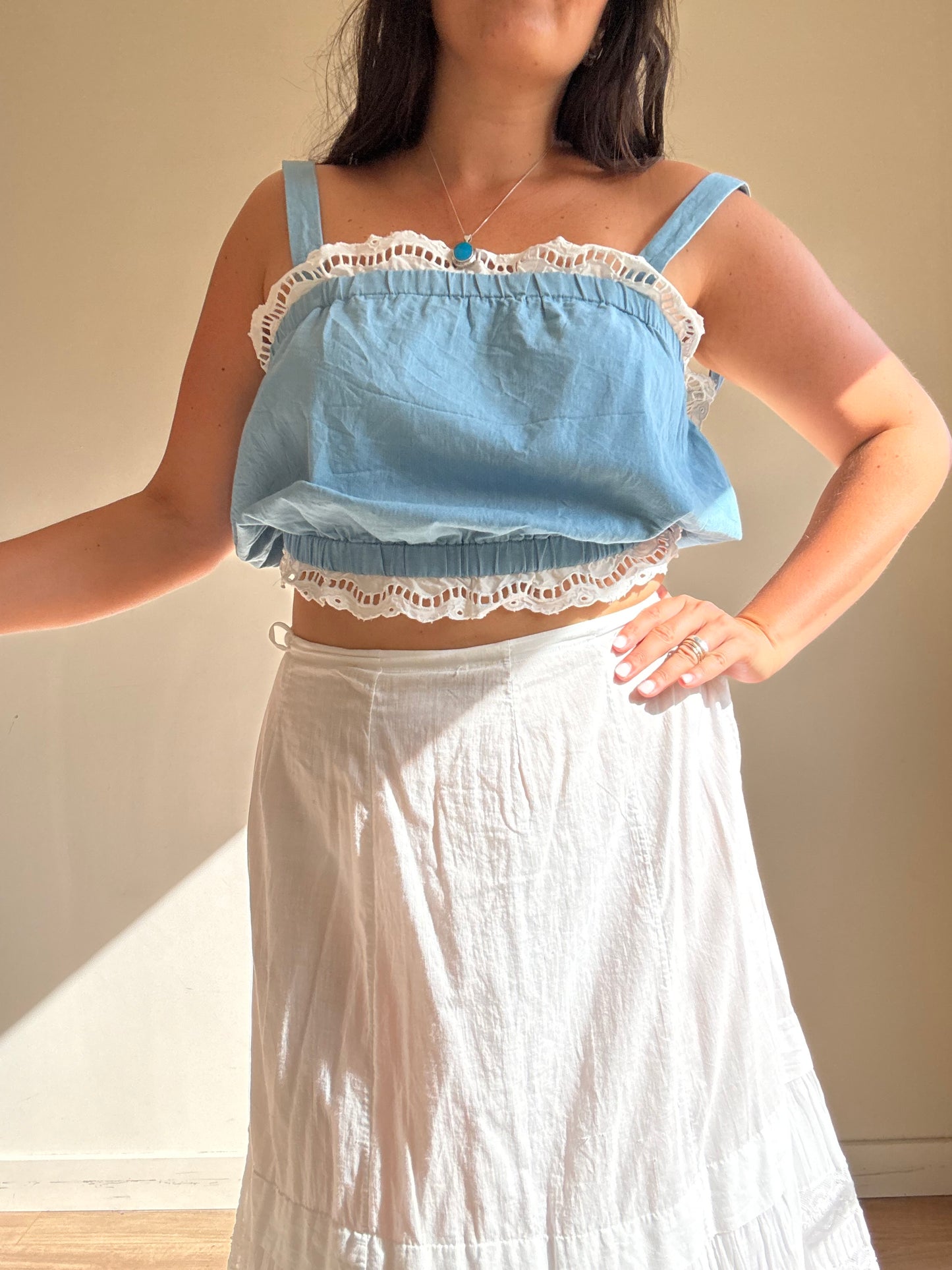 Sezane X Ama Andion Lace Edge Top, 44