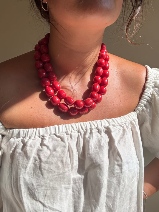 Vintage Double Layer Bead Necklace