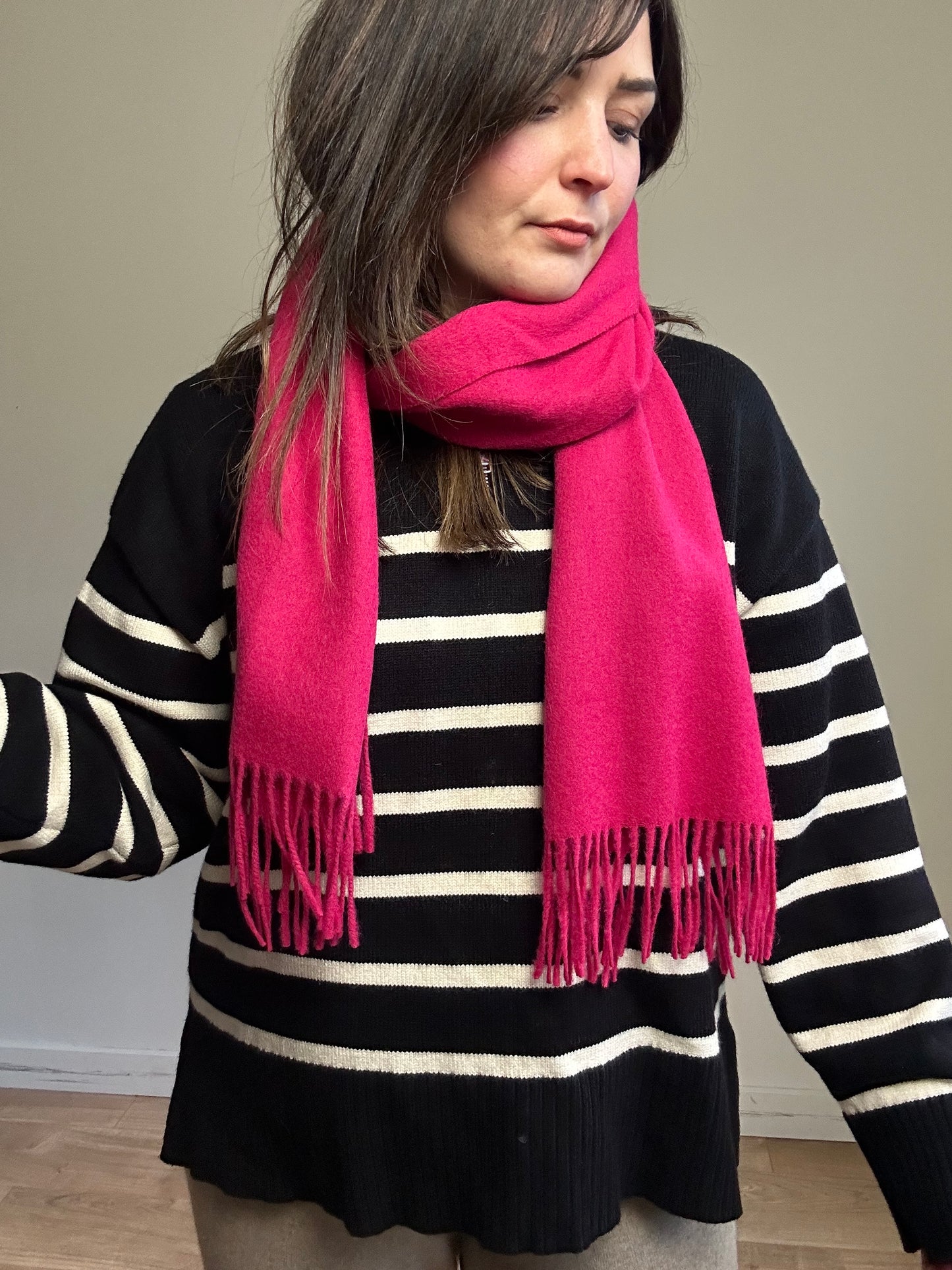 Raspberry Pure Wool Scarf