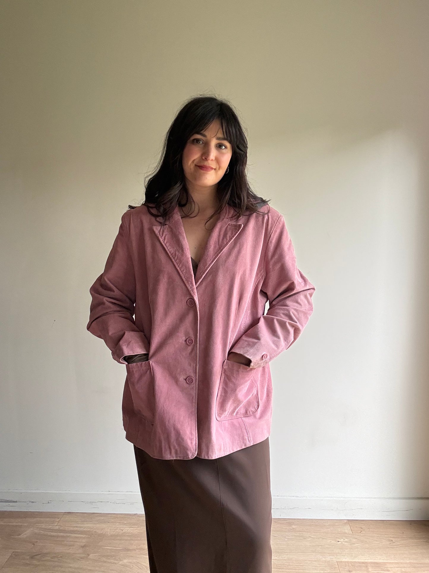 Vintage Suede Button Up Blazer, XL/XXL