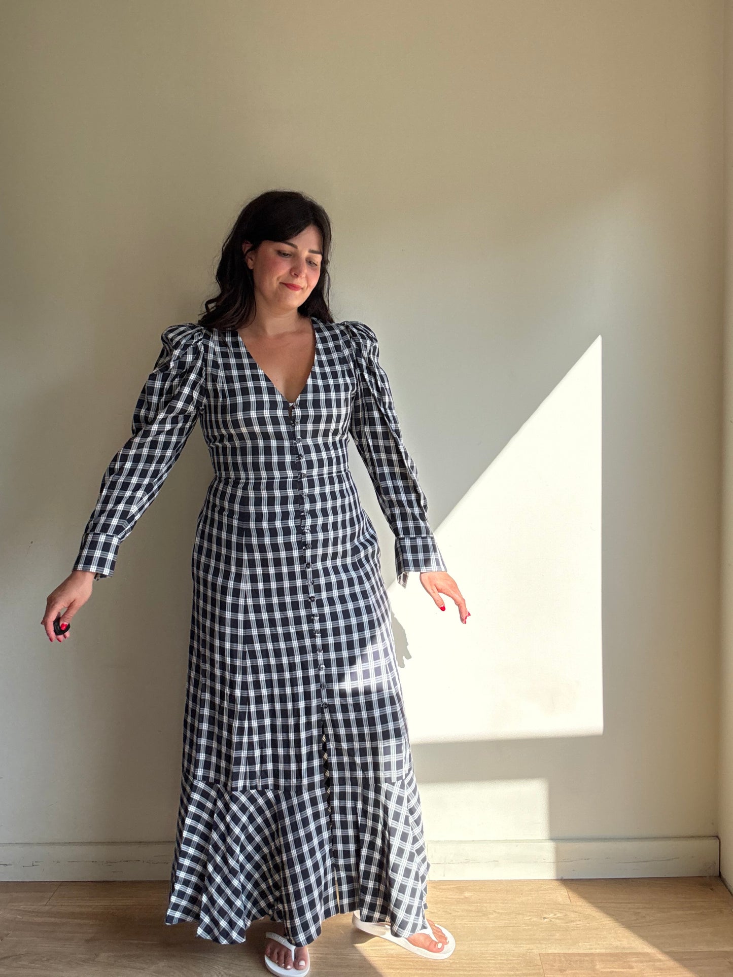 Mr Larkin Check Button Up Maxi Dress, L