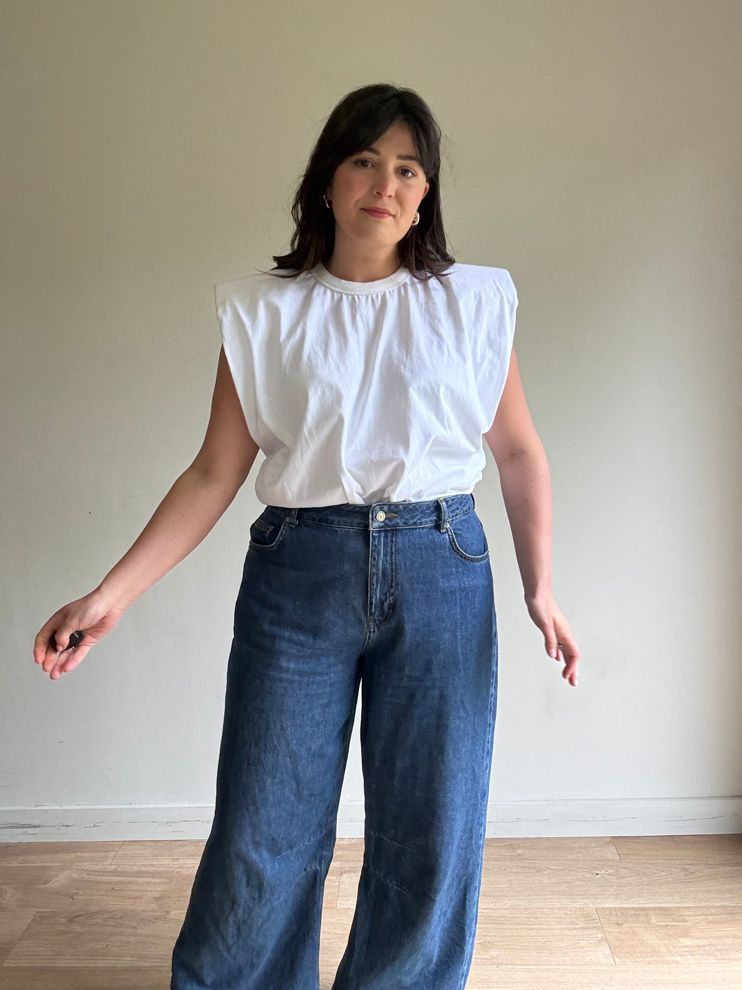 Mid Blue Aligne Markus Barrell Leg Jeans, 16