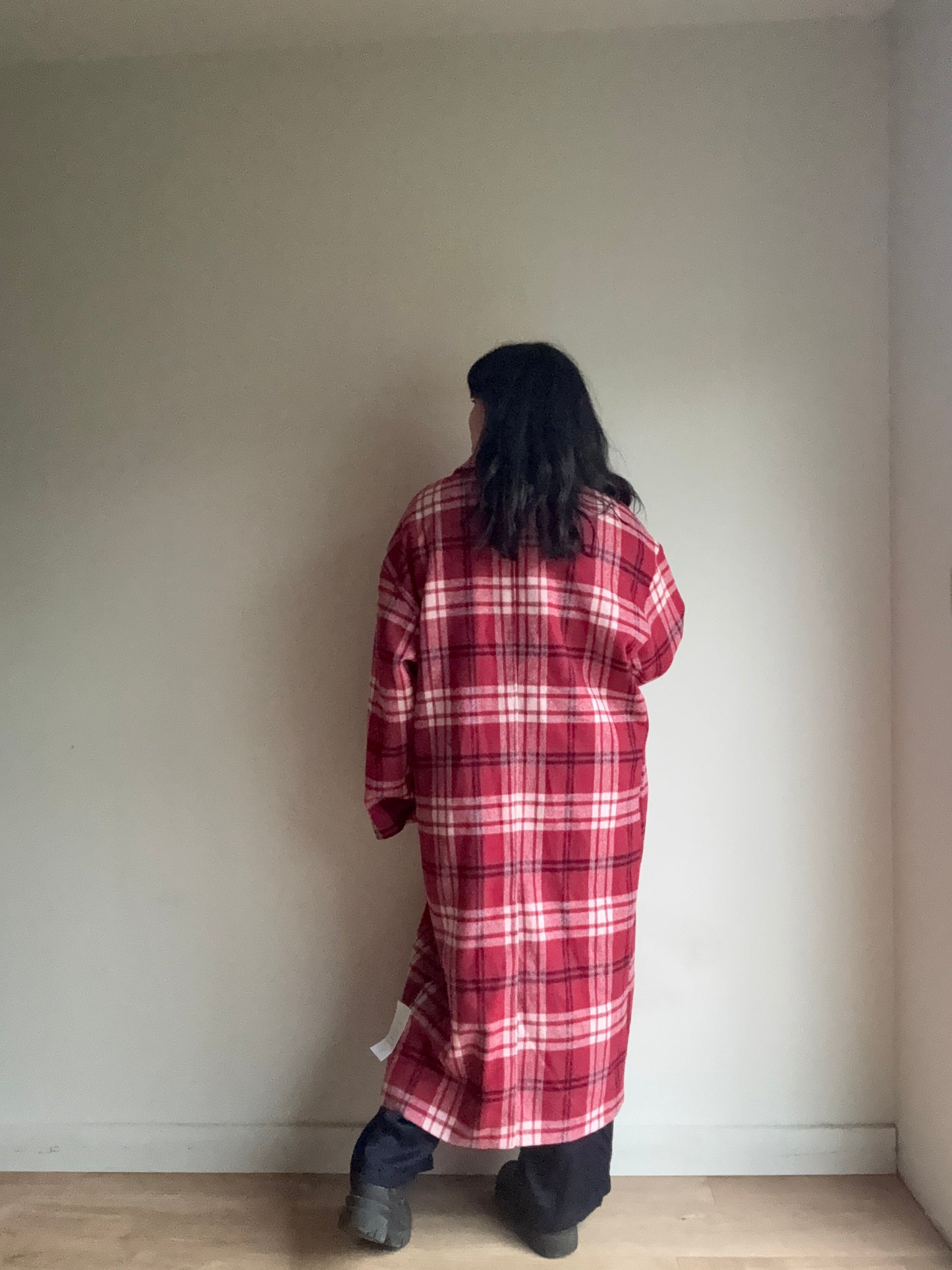 Nobody's Child NEW Check Longline Wool Mix Coat, L-XL