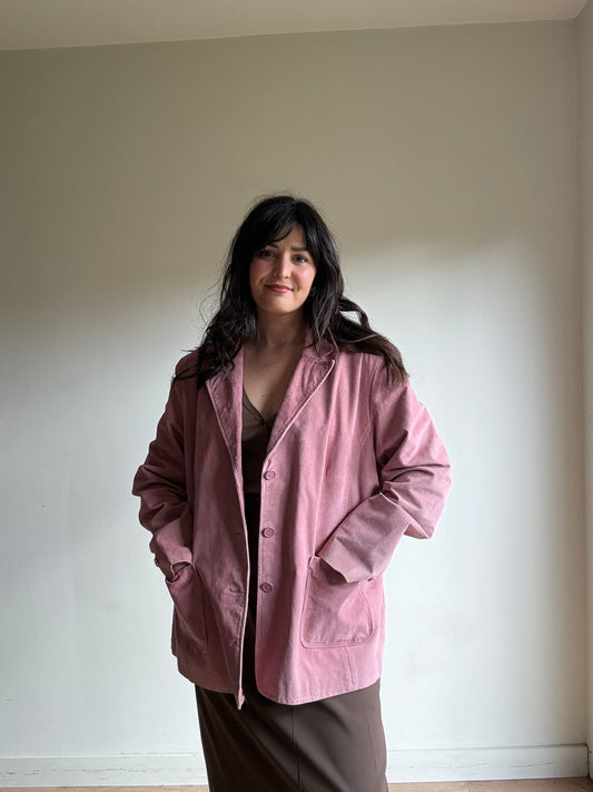 Vintage Suede Button Up Blazer, XL/XXL