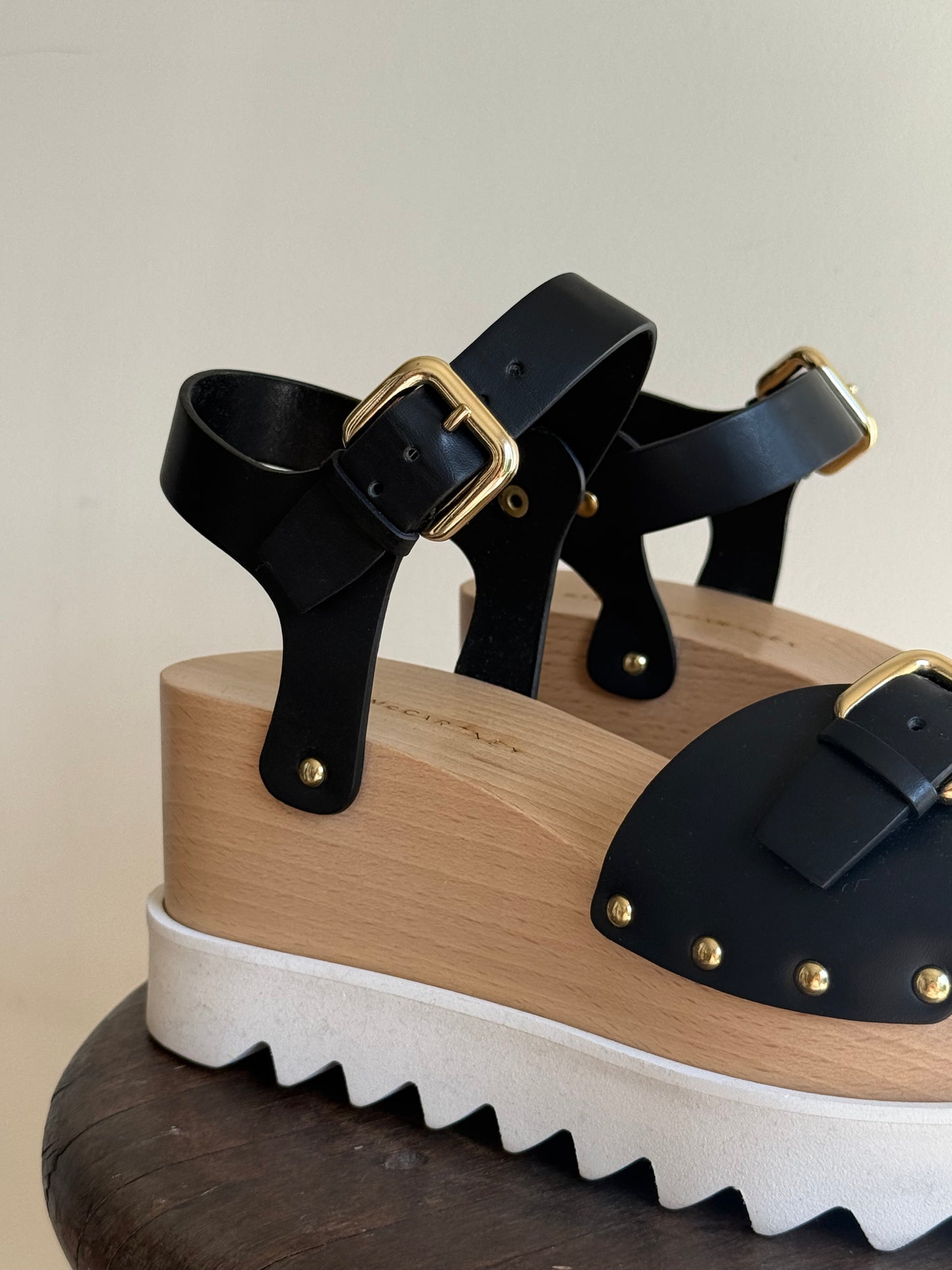 Stella McCartney Wooden Wedge Sandal, 39