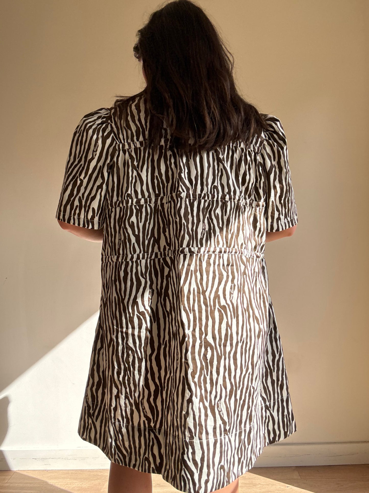 Variety Hour Zebra Tie Up Mini Dress, XL