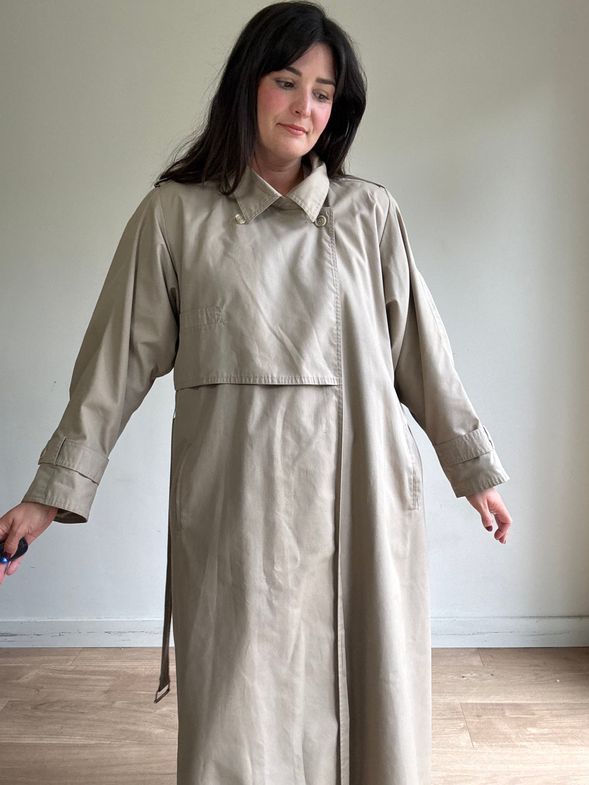 Vintage Wallis Wool Lined Trench Coat, XL