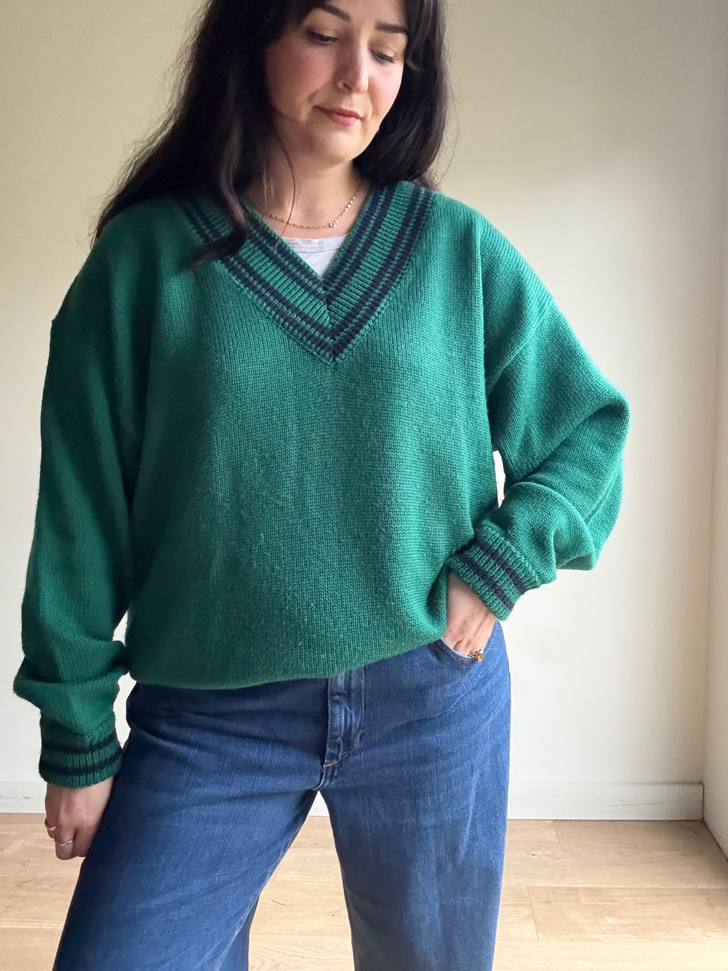 Vintage Cricket Style Jumper, XL