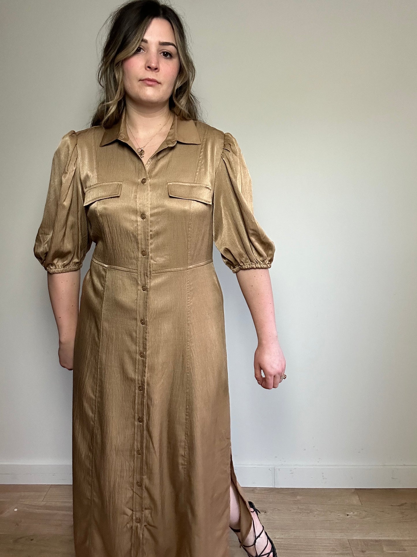 New Golden Shirt Dress - Size 40