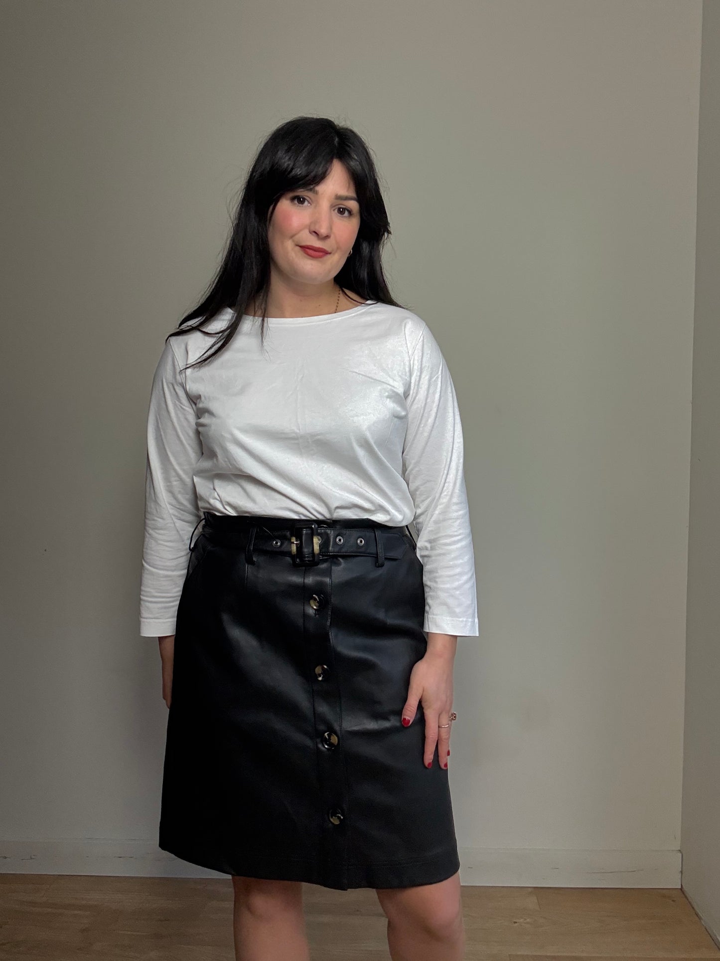 Black M&S NEW Faux Leather Skirt, 16