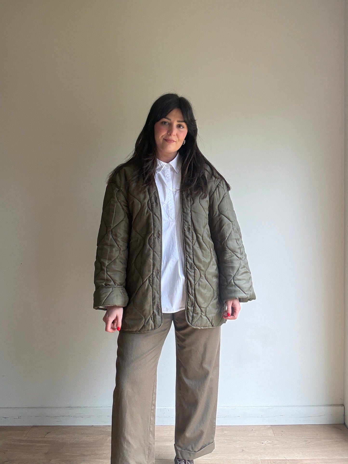 Vintage Quilted Army Military Liner Jacket, One Size