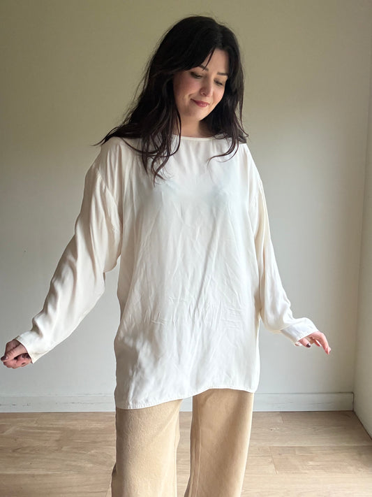 Ivory Vintage Silk Top, XL