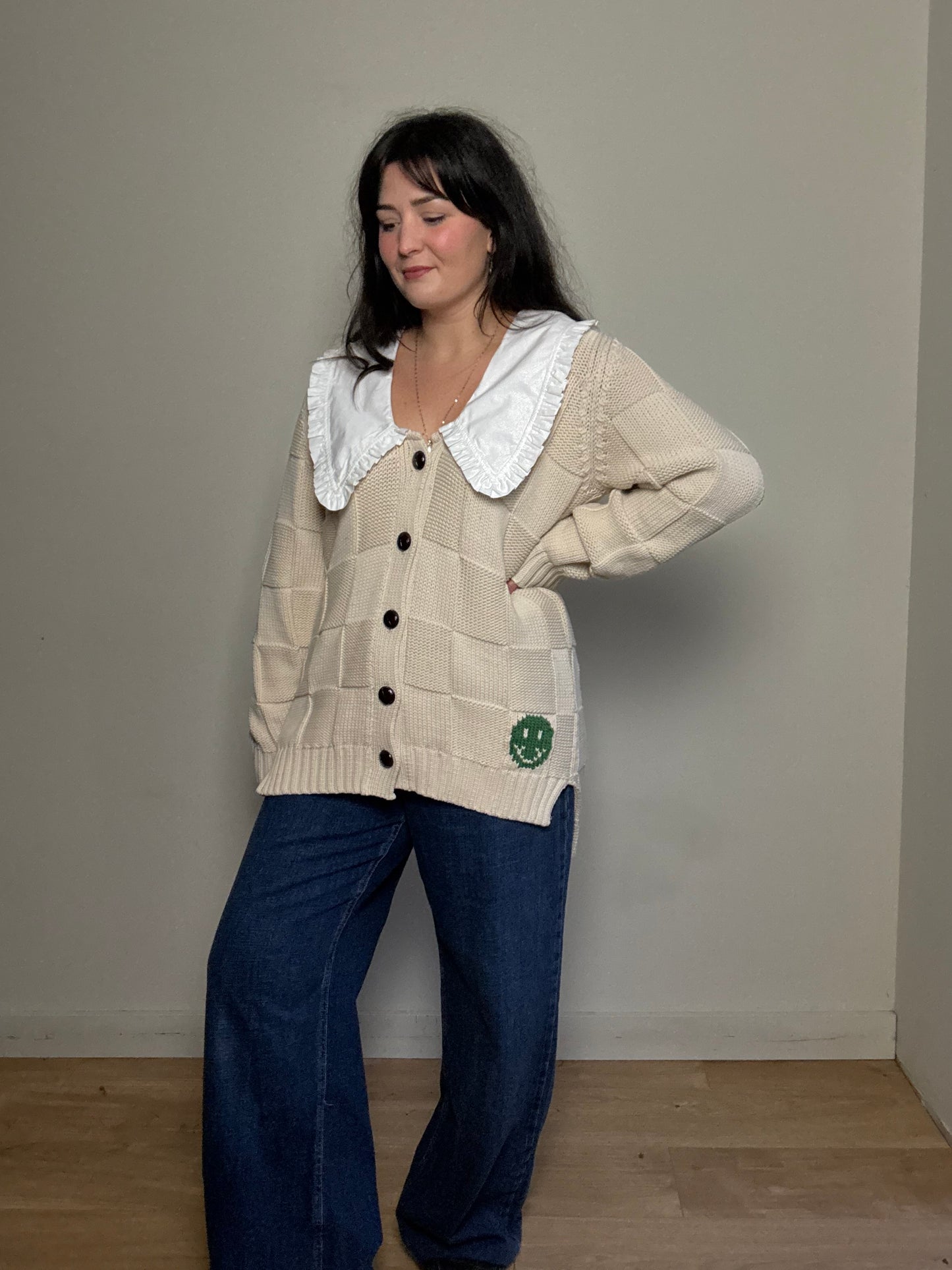 Ganni Cotton Long Collared Cardigan, M/L