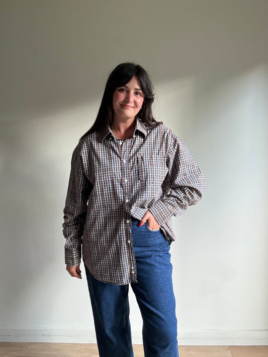 Vintage Checked Oversized Shirt, XL