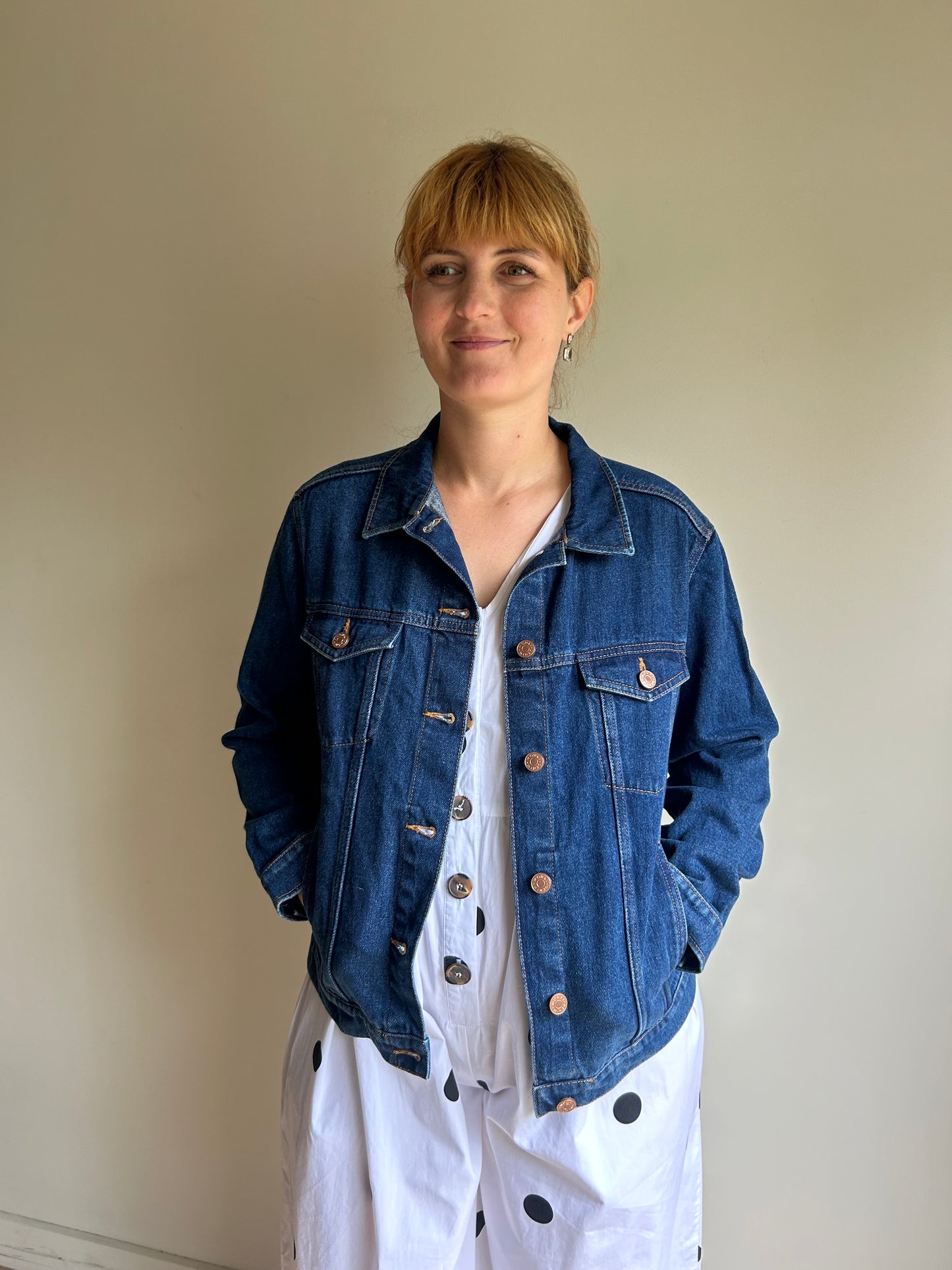 Monki NEW Denim Jacket with Embroidery, Small