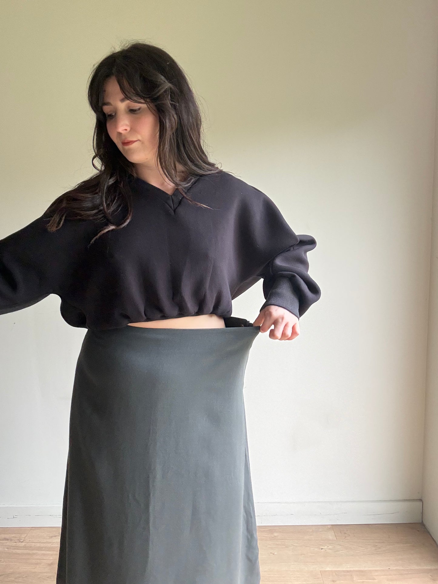 OSKA NEW Slanted Hem Midi Skirt, 3 (UK 14-16)