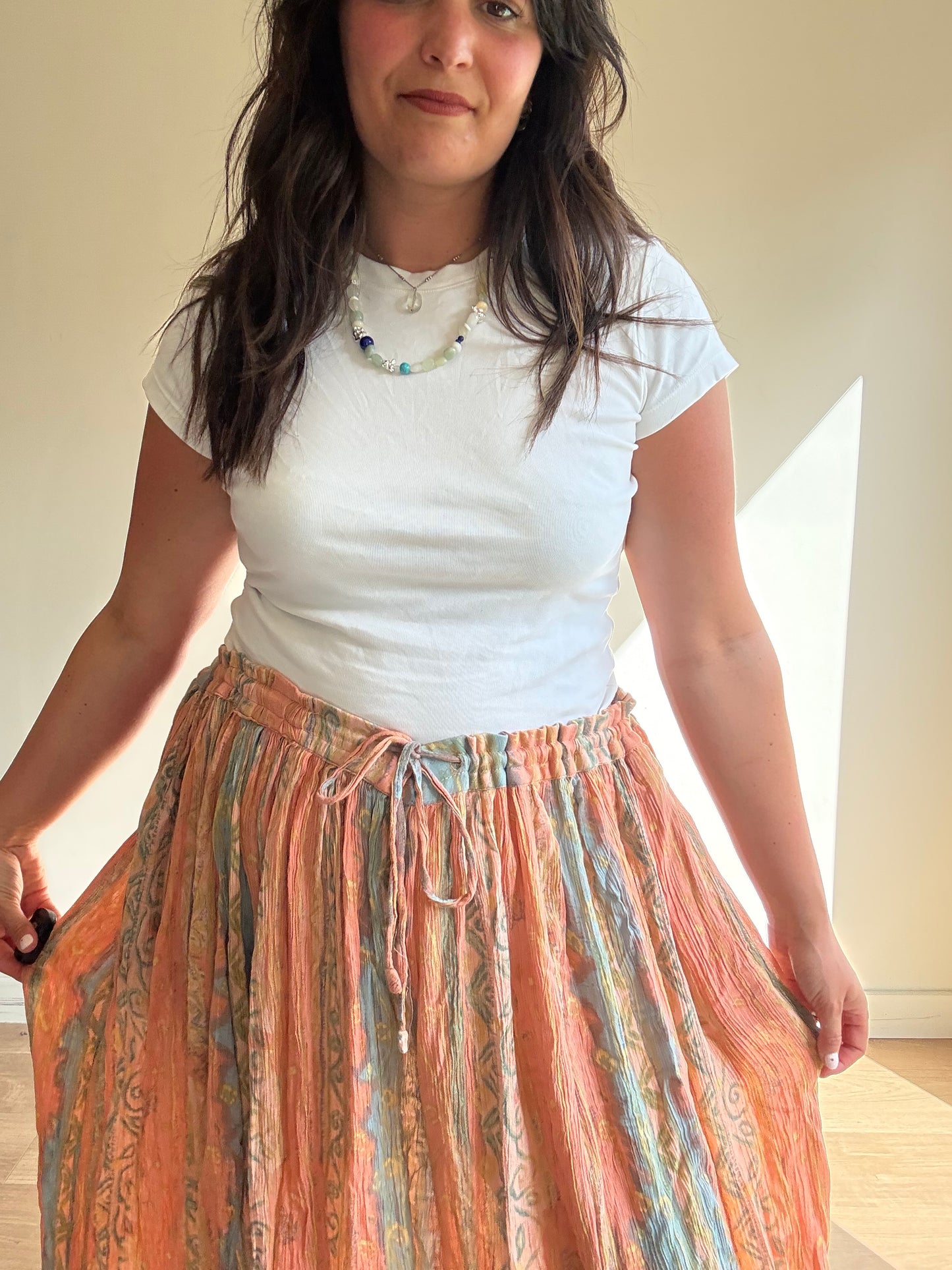 Vintage Orvis Printed Crinkle Skirt, XL