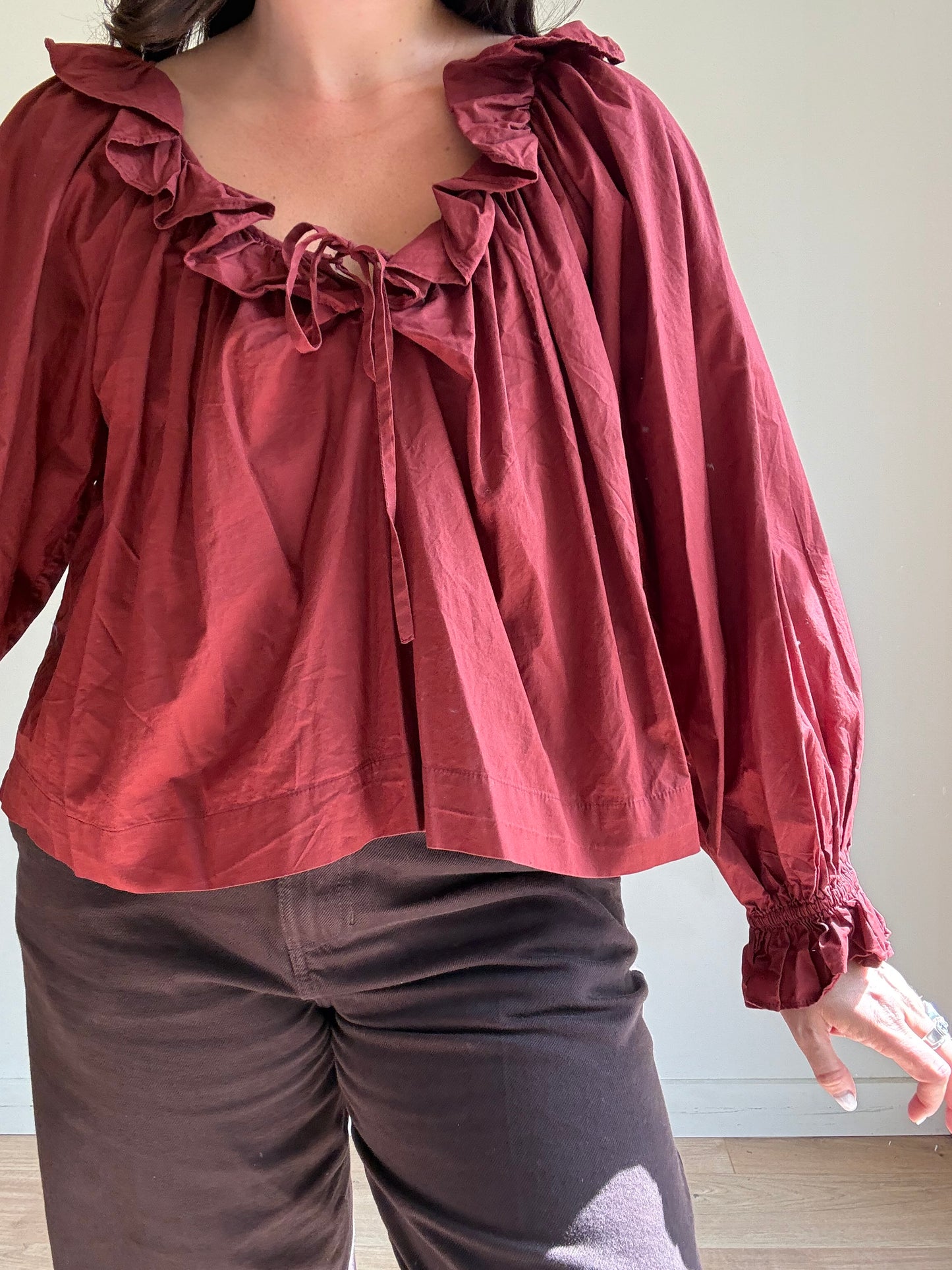 Doen Cotton Frill Blouse, L