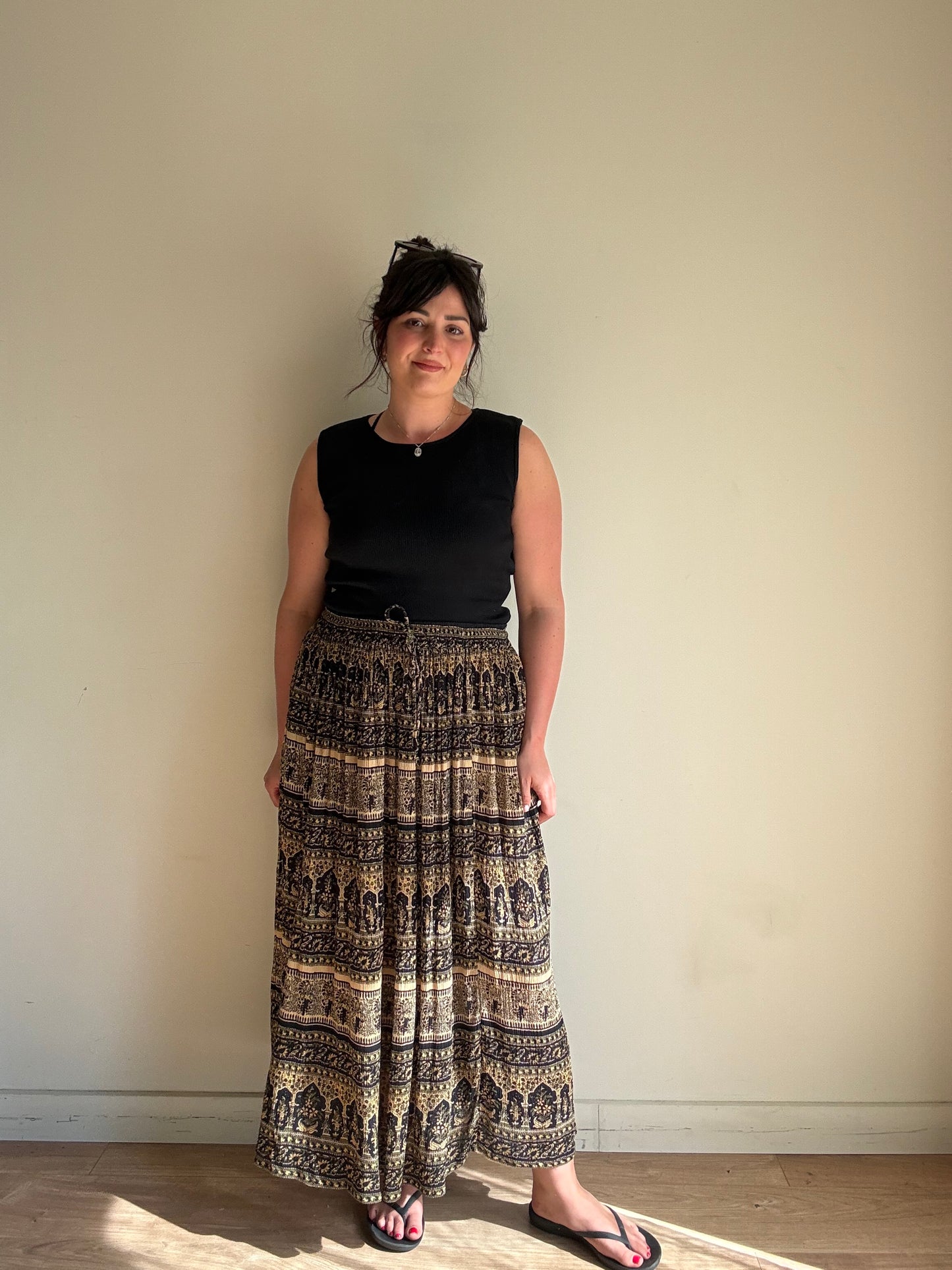 Vintage Orvis Indian Printed Maxi Skirt, L