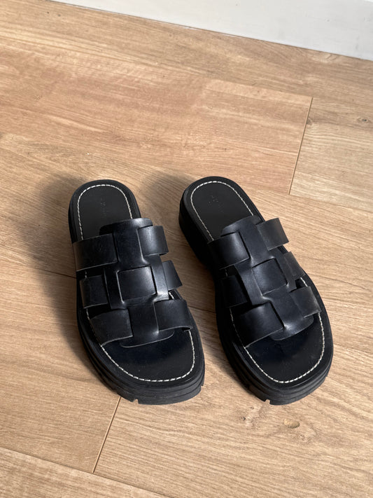 Black H&M Leather Sandals, 40