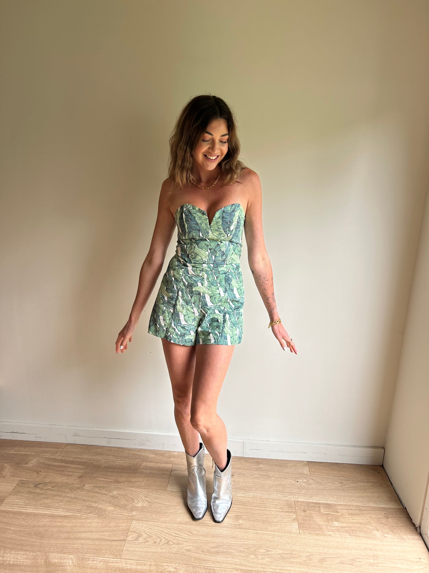 H&M Leaf Print Playsuit, 10