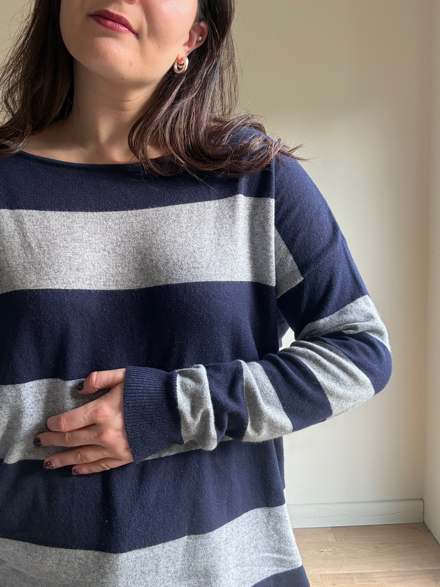 Cashmere & Silk Stripe Jumper, L / XL