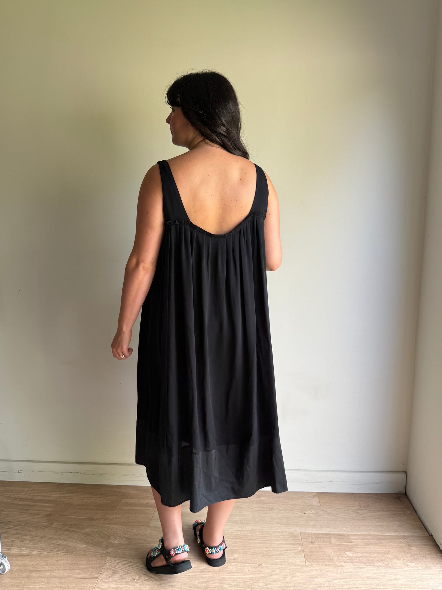 Vintage Nicole Farhi Pure Silk Pleated Panel Dress, 16