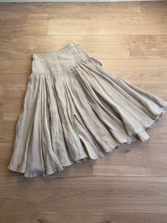 Vintage Umberto Ginocchietti Italian Linen Pleated Skirt, 8