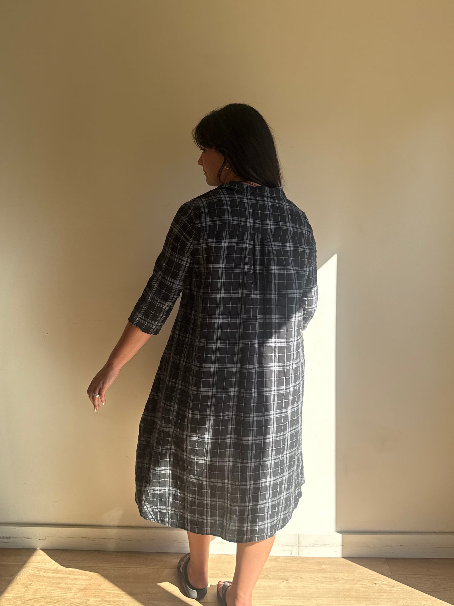 OSKA Check Cotton & Linen Shirt Dress, S-M