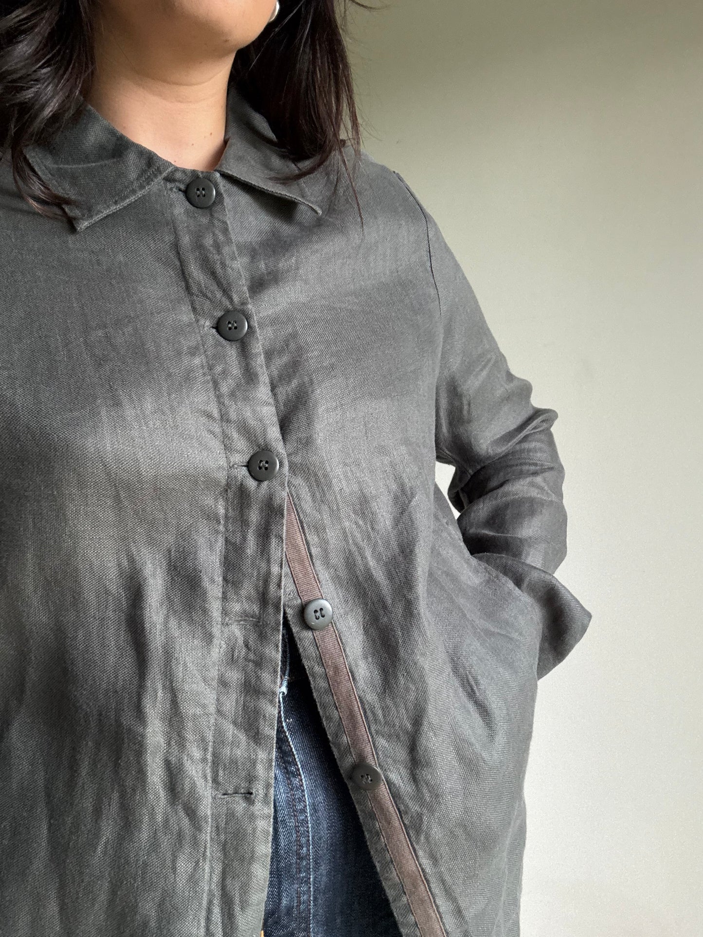 Laura Ashley Vintage Linen Shirt Jacket, M-L