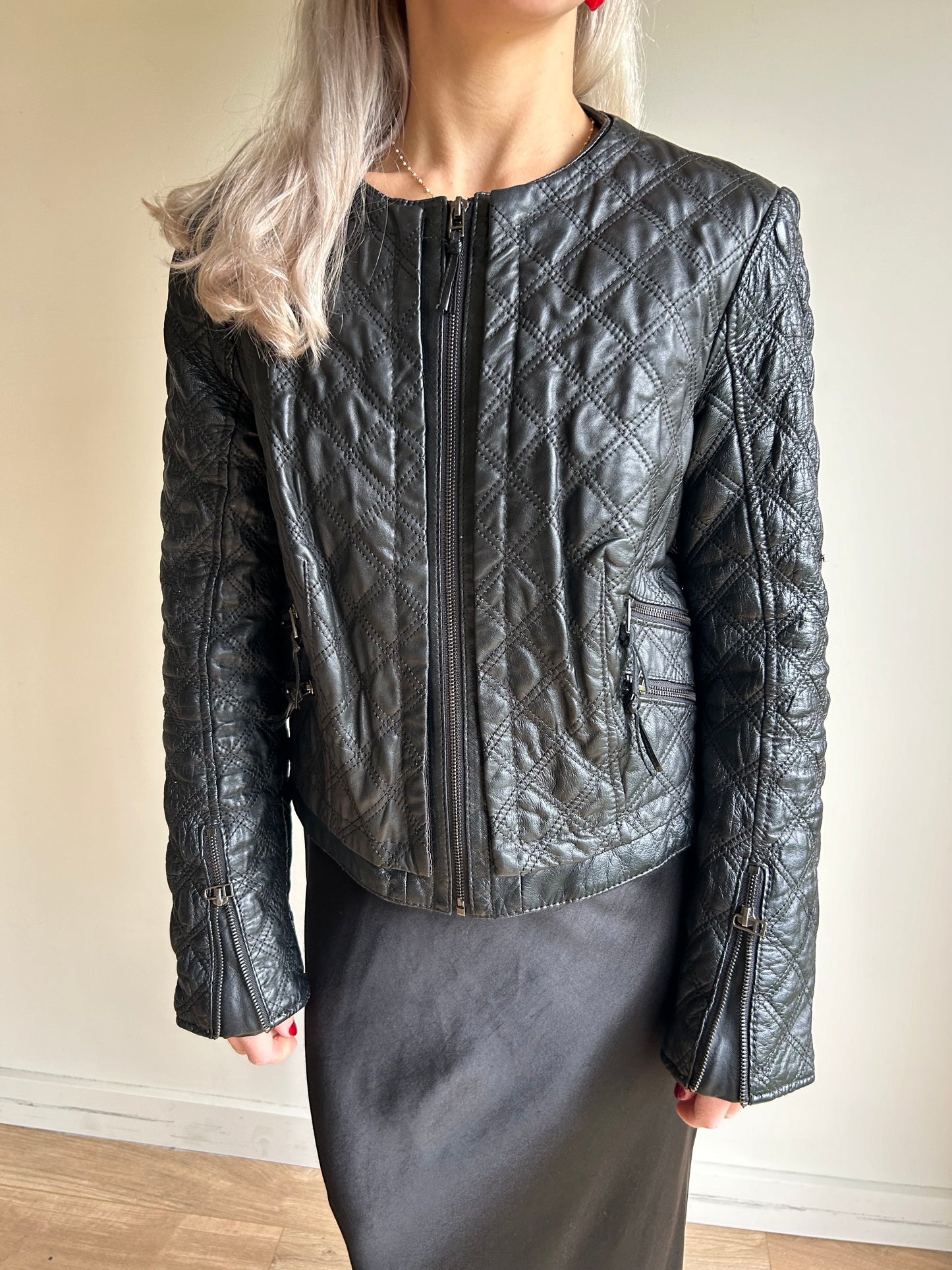 Zara Faux Leather Quilted Jacket, M