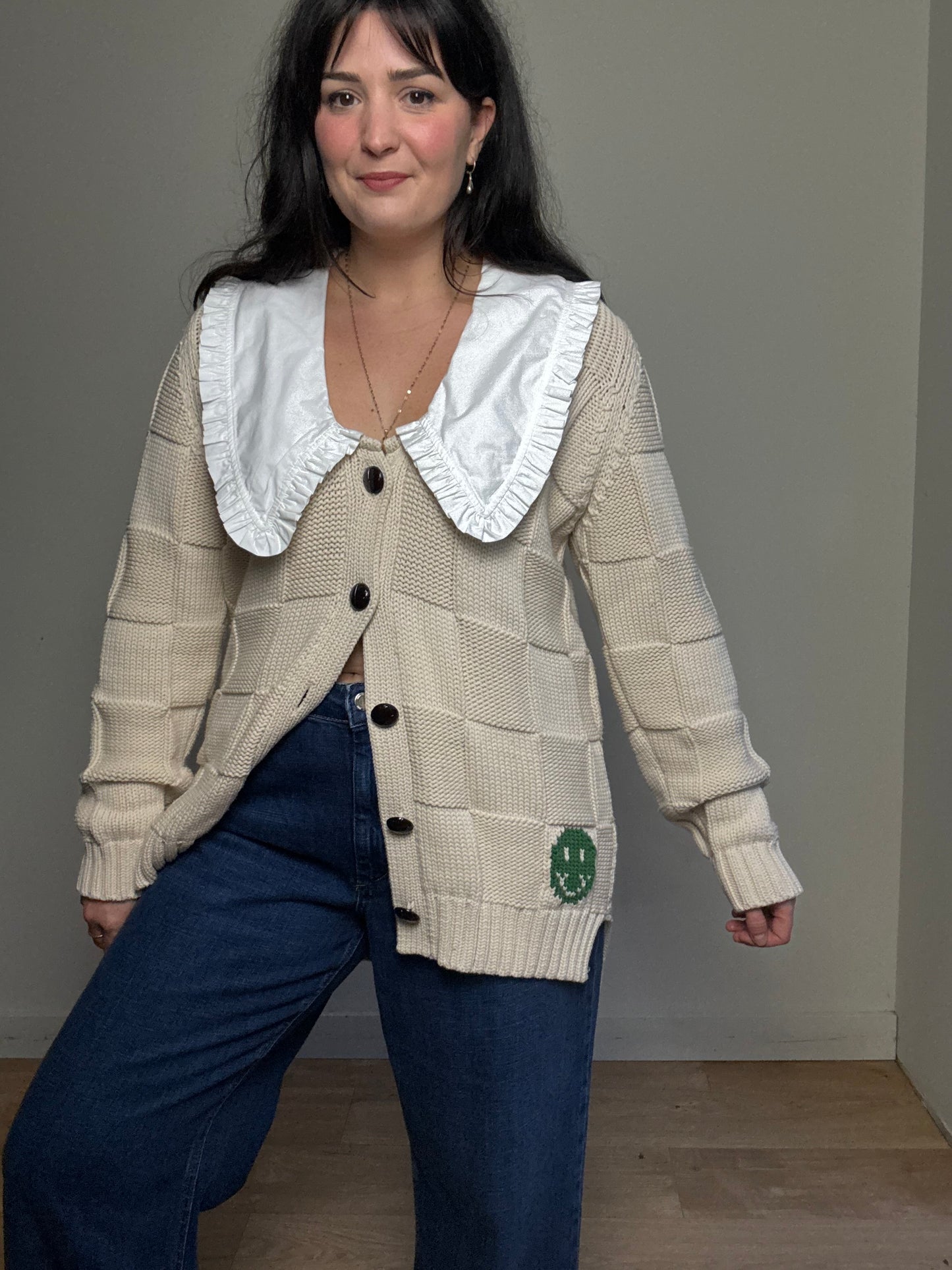 Ganni Cotton Long Collared Cardigan, M/L