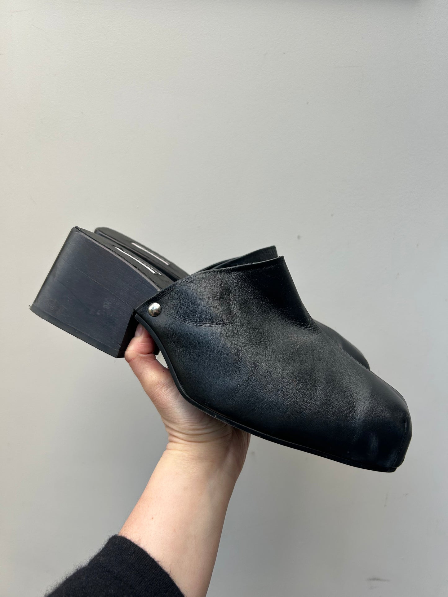 Topshop Boutique Leather Square Toe Clogs, 42