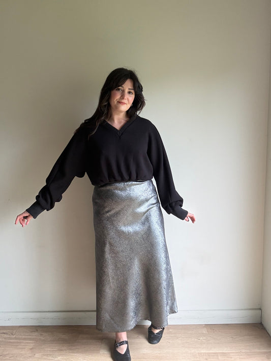 Silver Y.A.S Metallic Slip Skirt, M