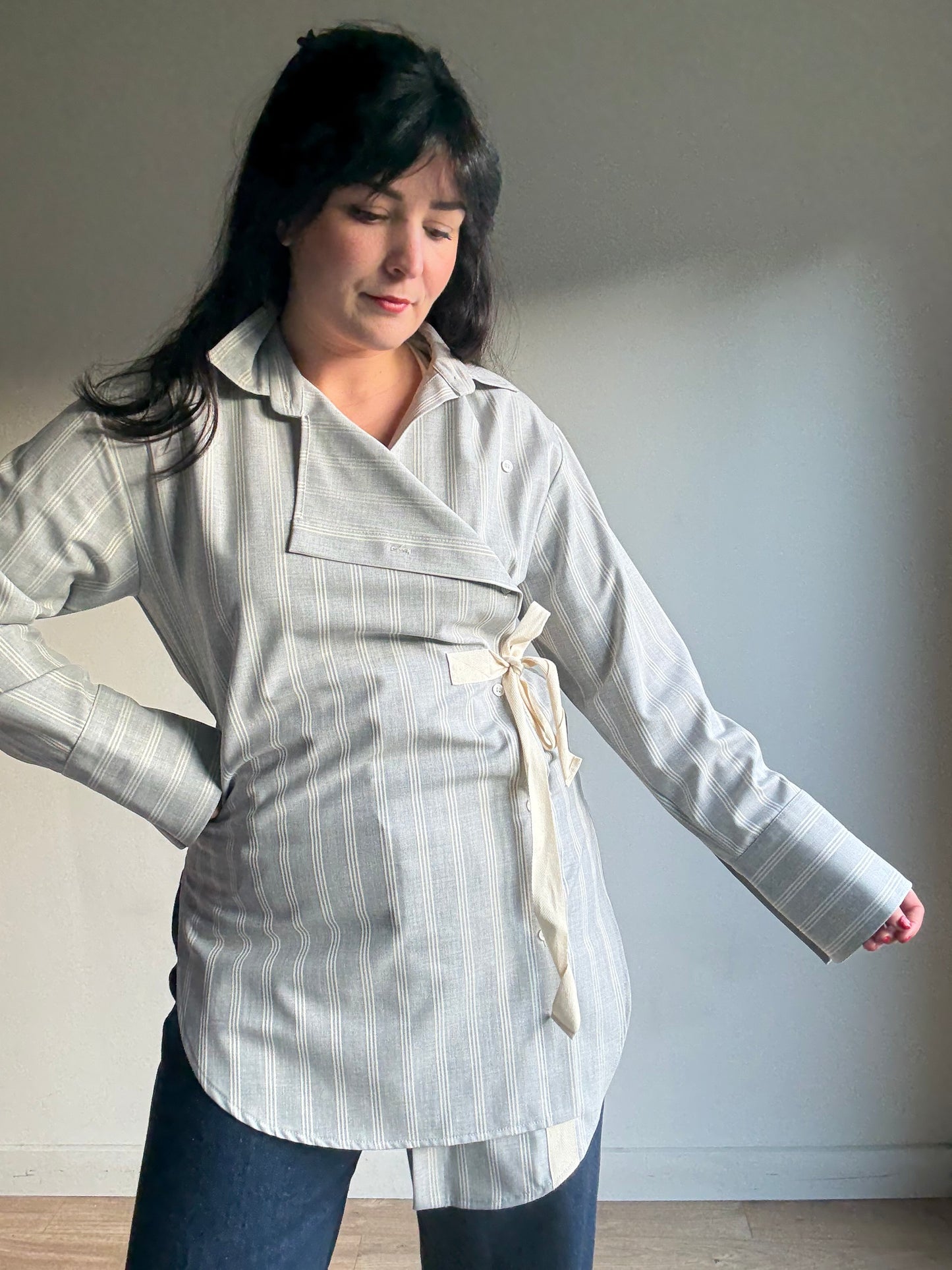 Topshop Boutique NEW Assymetric Stripe Shirt, XS-M