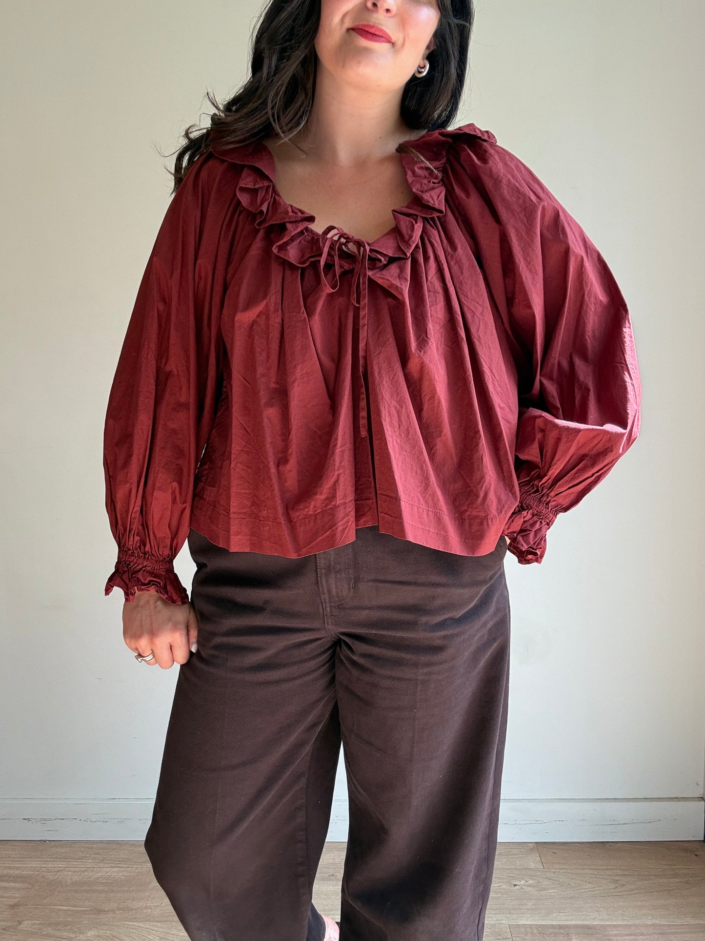 Doen Cotton Frill Blouse, L
