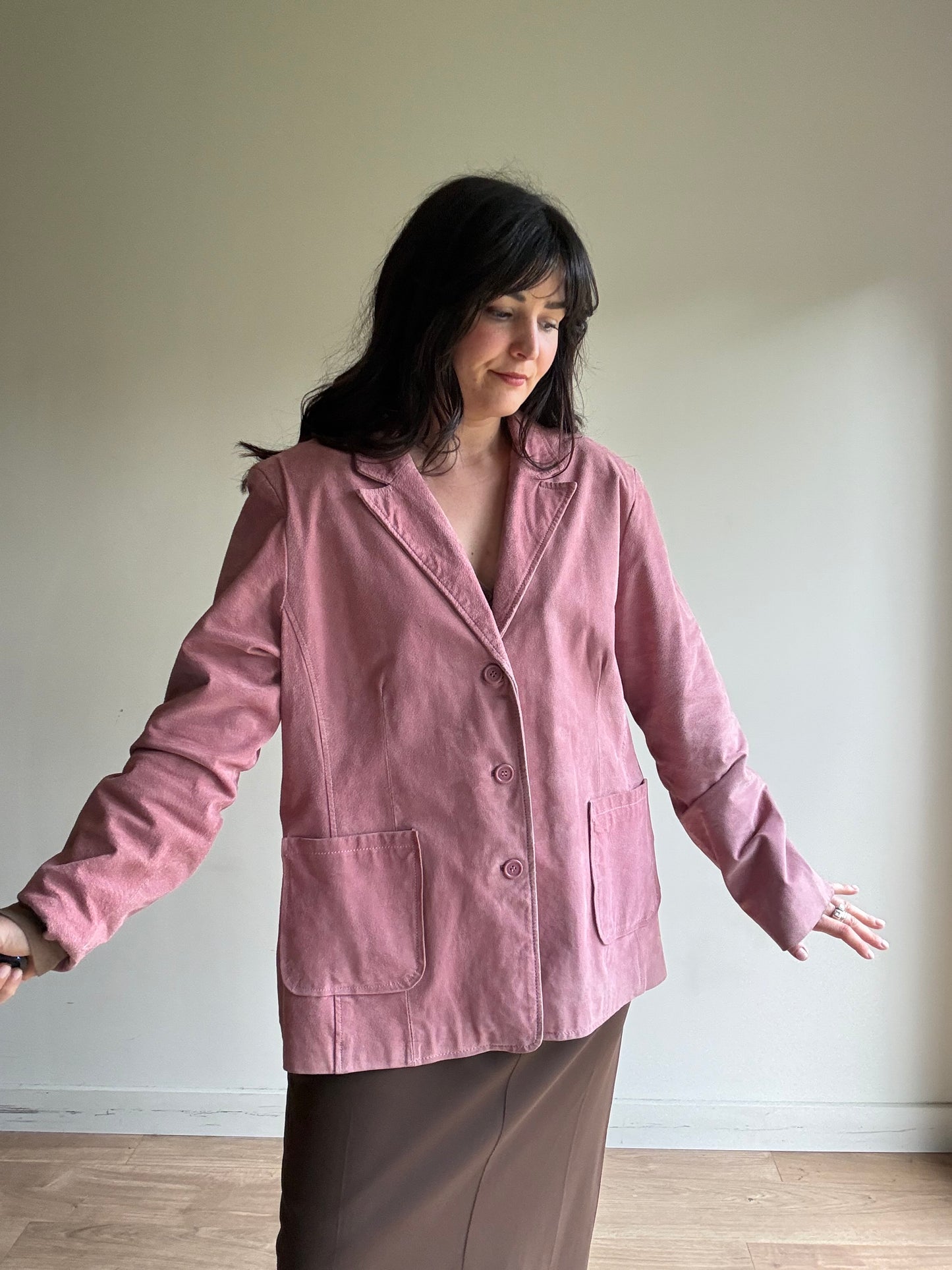 Vintage Suede Button Up Blazer, XL/XXL