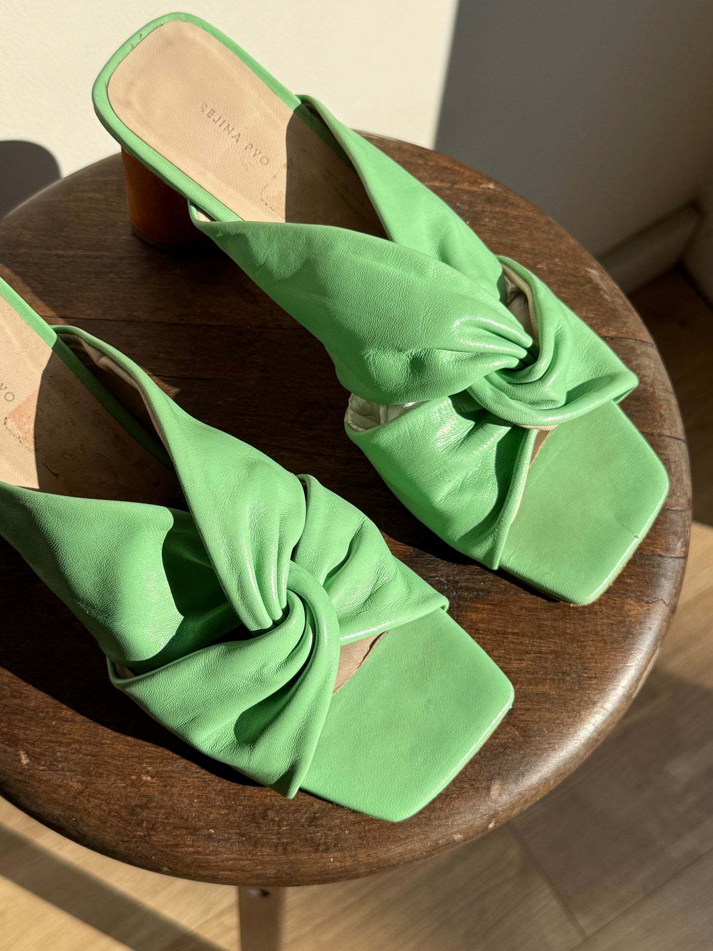 Rejina Pyo Leather Knot Sandal Heels, 40